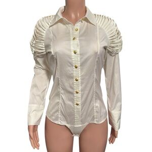 MACKAGE COLLECTION Women’s Bodysuit Shirt with Puff Shoulders
